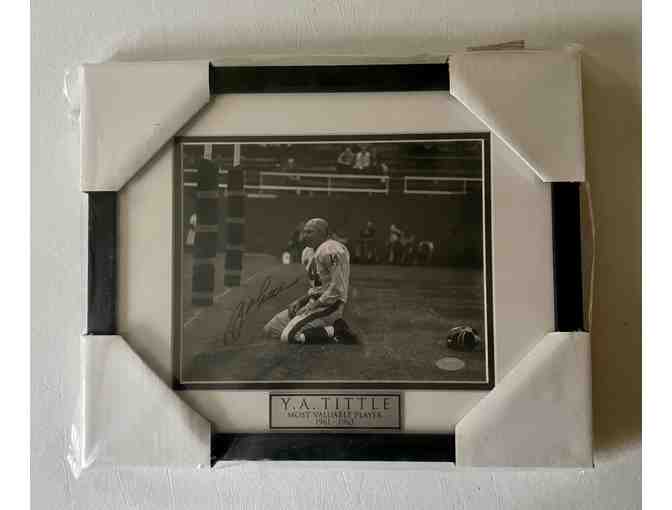Autographed framed photo of Y.A. Tittle