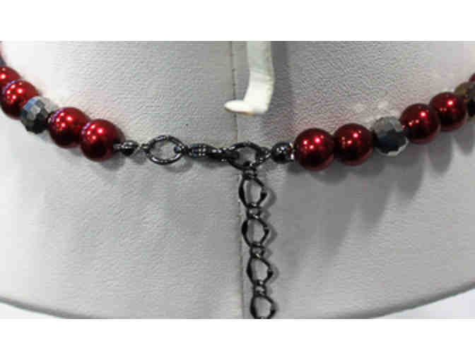 Red Bead/Pearl Necklace & Bracelet Set