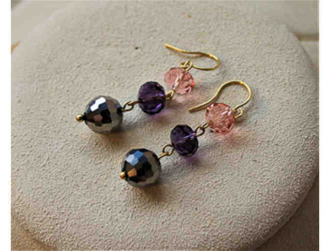 Pink & Purple Bead Necklace & Earring Set
