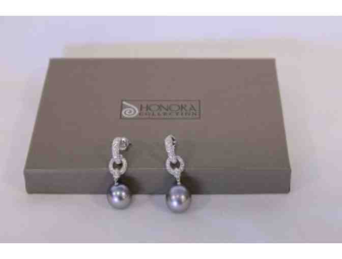 Silver White Topaz Pearl Earrings