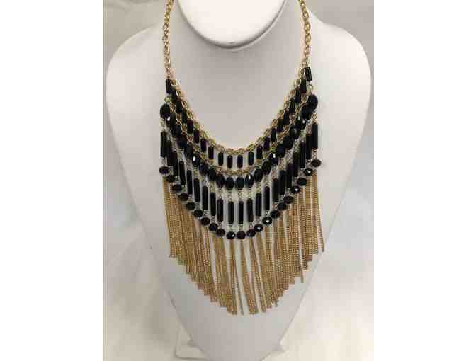 Rosa Stunning Gold and Black Beaded Necklace and Earrings