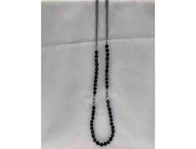 Rosa Black and Silver Beaded Necklace and Bracelet