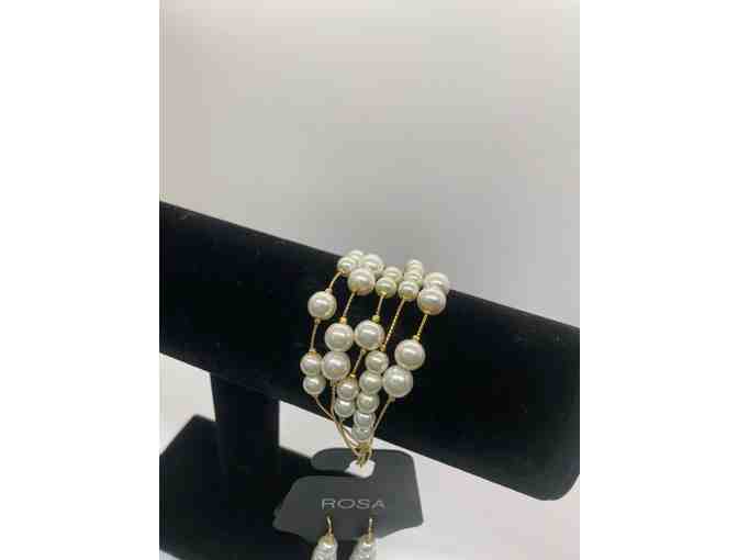 5 Strand Pearl Toggle Bracelet and Earrings