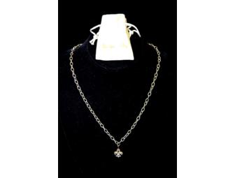 Sterling Silver & 18 kt. Fleur de Lis Pendant with Chain
