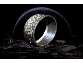 Antique Hand Engraved Sterling Silver Bangle