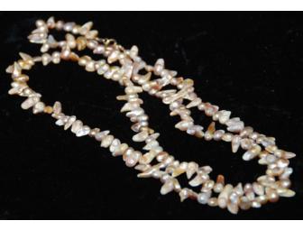 Hand Knotted Tooth Pearl Necklace and Bracelet