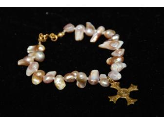Hand Knotted Tooth Pearl Necklace and Bracelet