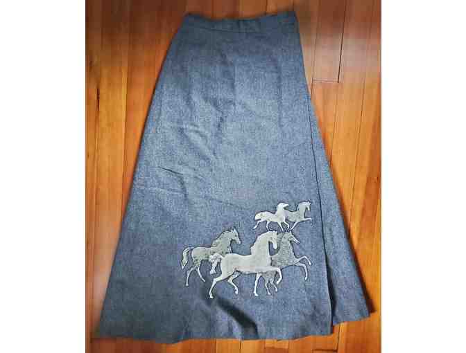Vintage Wool Skirt with Horse Embroidery