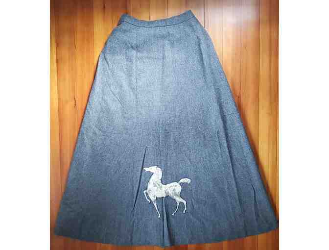 Vintage Wool Skirt with Horse Embroidery