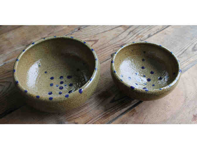 Hand Crafted set of Ceramic Bowls with Dots - Photo 1