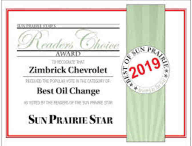2 Gift Certificates for Oil Change and Tire Rotation at Zimbrick Chevrolet