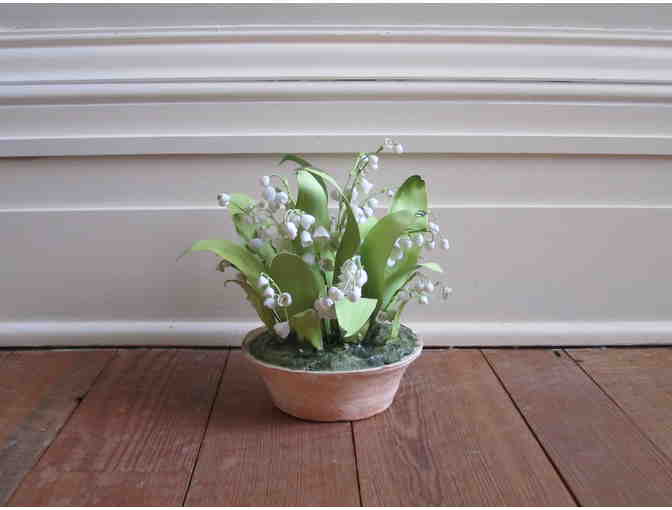 Handmade Porcelain and Tole Lily of the Valley Arrangement by Pamela Tidwell