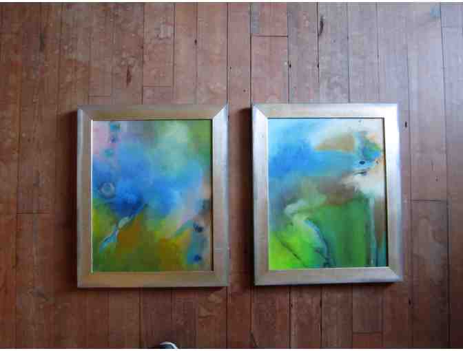 'Hemlocks' and 'Hydrangeas' a pair of works by Lynn Parrott