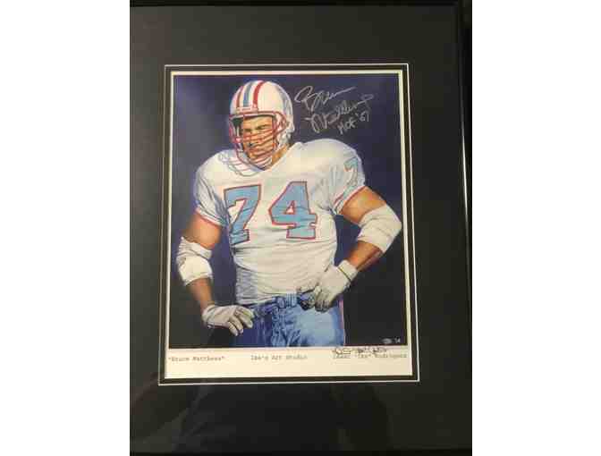 Bruce Matthews (NFL HoF '07) Autographed Print by Ike Rodriquez - Framed - Photo 1