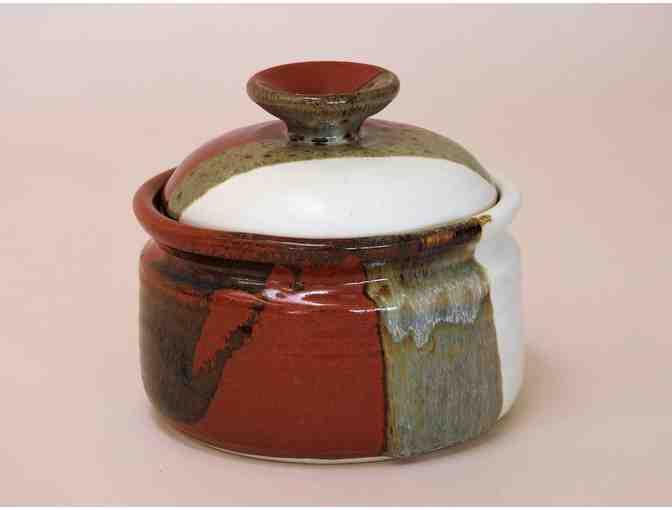 Orange and Brown Hand-dipped Jar and Lid