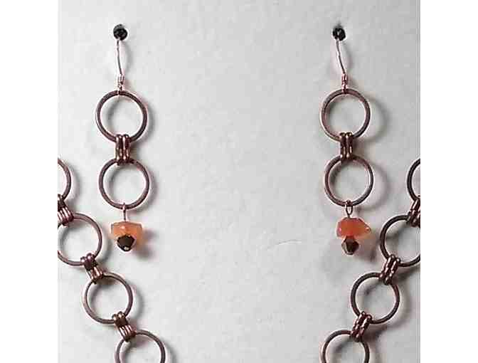 Copper and Stone Earrings and Necklace Set