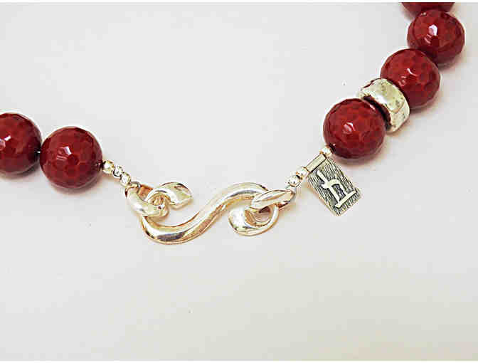 Red Faceted Glass Beads with Silver