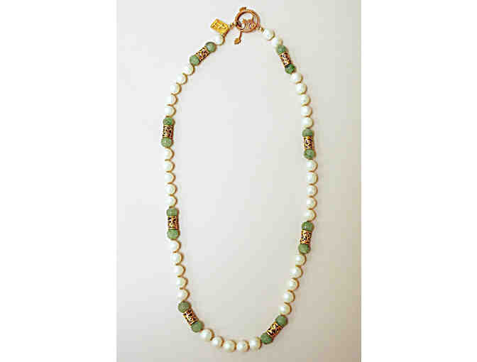 Faceted Pearls and Jade Necklace