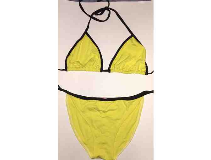 Linkd Activewear - String Bikini, Yellow with Black Trim (Size M)