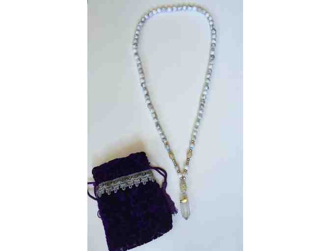 Amanda Timchak Jewelry: Howlite Stone Necklace with Crystal Pendant