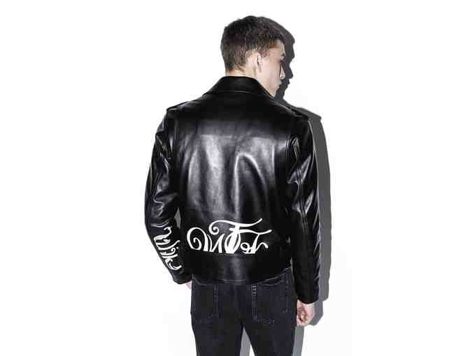 3.1 PHILLIP LIM Designer Men's Printed Leather Moto Jacket - Size M
