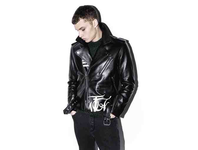 3.1 PHILLIP LIM Designer Men's Printed Leather Moto Jacket - Size M