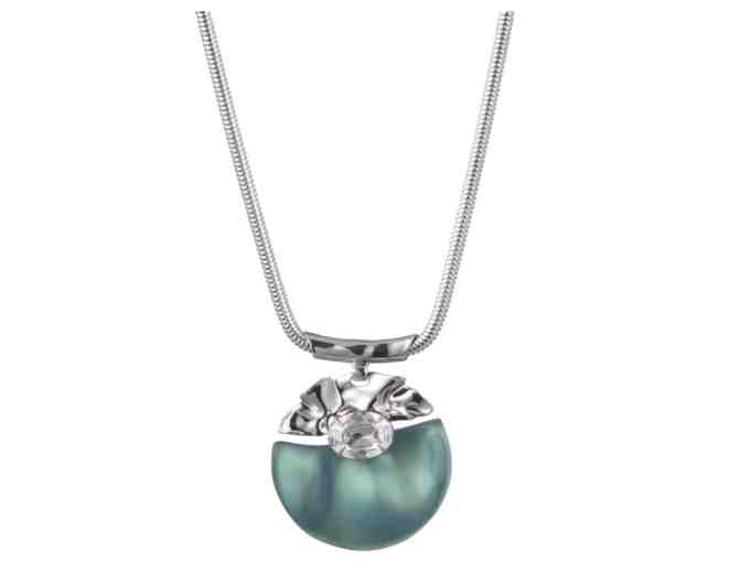 Crumpled Rhodium Stone Studded Pendant Necklace by Alexis Bittar