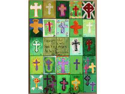 6th Grade - Kid Art (Painted Crosses on Canvas) (Mrs. Noel)