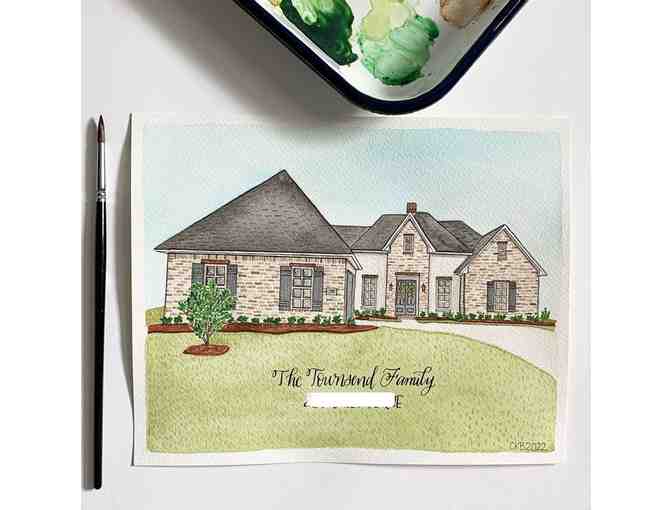 8x10 Watercolor Home Portrait ~ Paper Love Studio