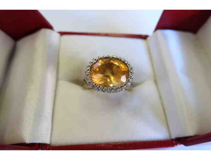 14K Gold Citrine & Diamond Ring