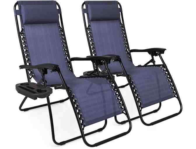 Set of 2 Adjustable Steel Mesh Zero Gravity Lounge Chair Recliners