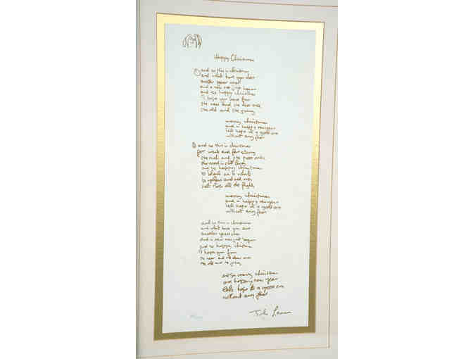 John Lennon 'Happy Christmas' Lyric, Limited Edition Serigraph