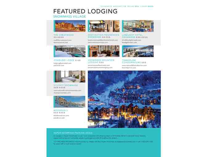 4 night trip to ASPEN SNOWMASS for 4 people (lodging+lifts+rentals)