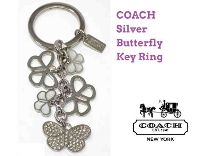 COACH Silver Butterfly Key Ring - Photo 1