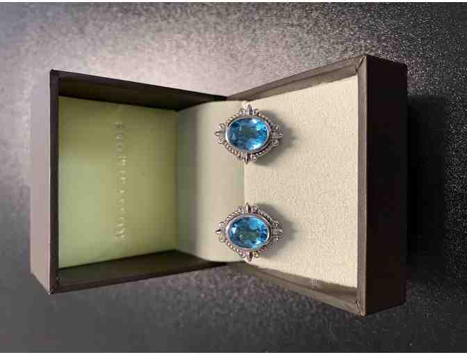 Andrea Candela Sterling Silver 'Fleur de Lis' Blue Topaz Earrings (Ross+Simons)