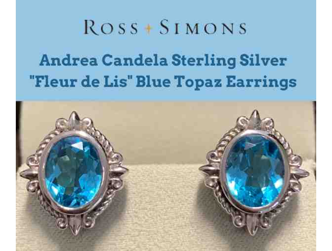 Andrea Candela Sterling Silver "Fleur de Lis" Blue Topaz Earrings (Ross+Simons) - Photo 1
