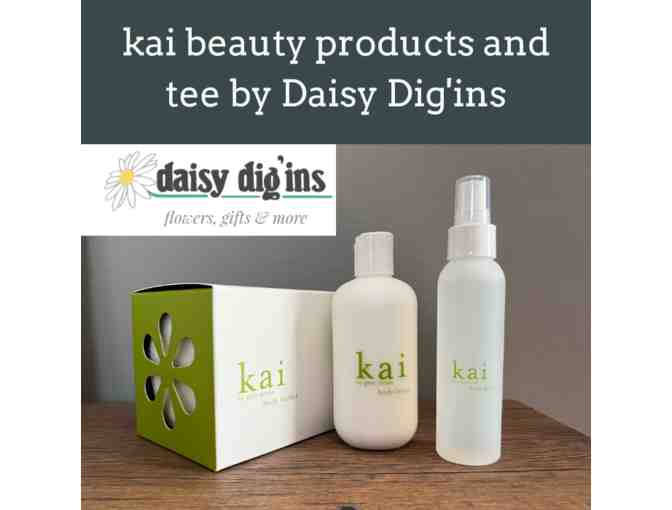 kai beauty products with tee by Daisy Dig'ins