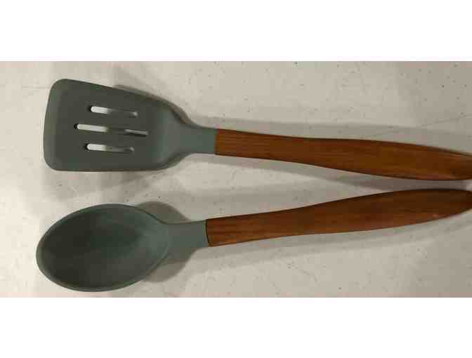 Rubber and Wood Spatula and Spoon Set