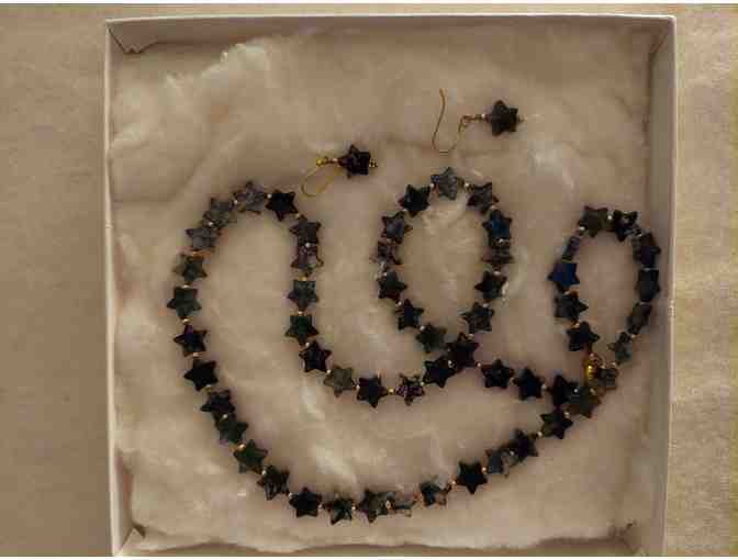 Moss Agate Star Necklace and Matching Earrings