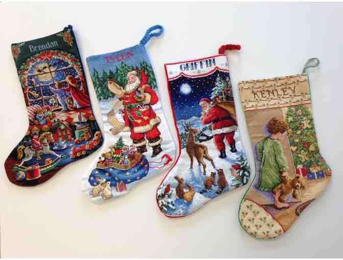 Personalized Cross stitched Nativity Christmas stocking