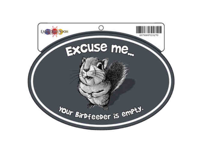 'Excuse Me... Your Birdfeeder is Empty' Squirrel T-Shirt (Medium) & Sticker Set