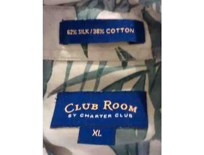 Cotton and Silk green forest shirt - Mens XL