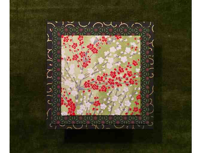 Beautiful Handmade 'Green Cherry' Japanese Paper Box by Deborah Butterfield