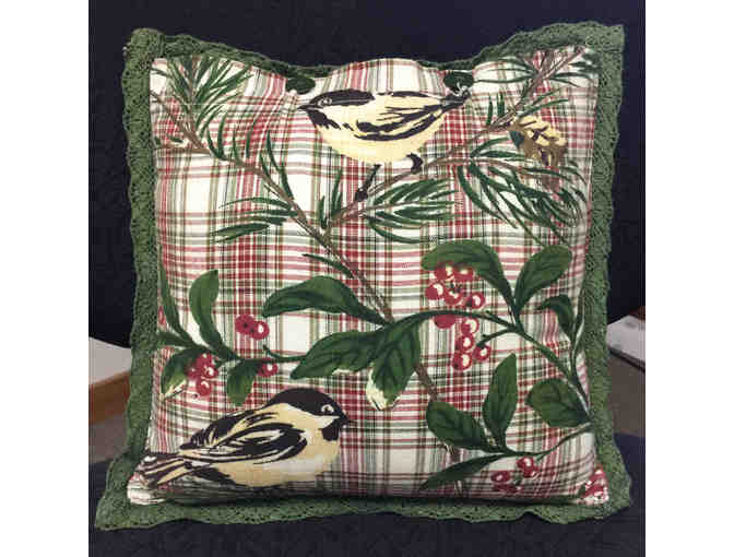 Darling Handmade Pillow with Chickadee