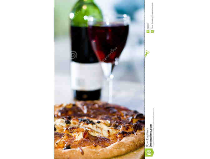 A bottle of Cabernet Sauvignon & an Extra Large Pizza at Main Street Bistro