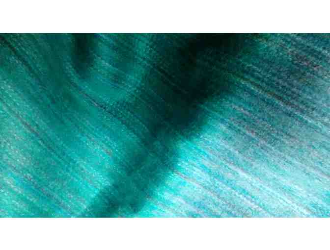 Luxuriously Soft Alpaca Blanket in blues and greens