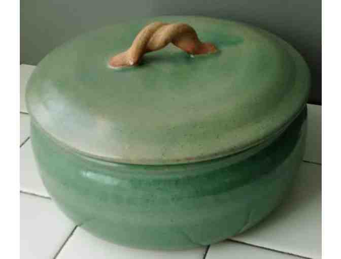 Beautiful Green Casserole Dish with Lid - Handmade by local artisans