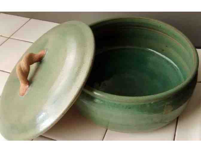 Beautiful Green Casserole Dish with Lid - Handmade by local artisans