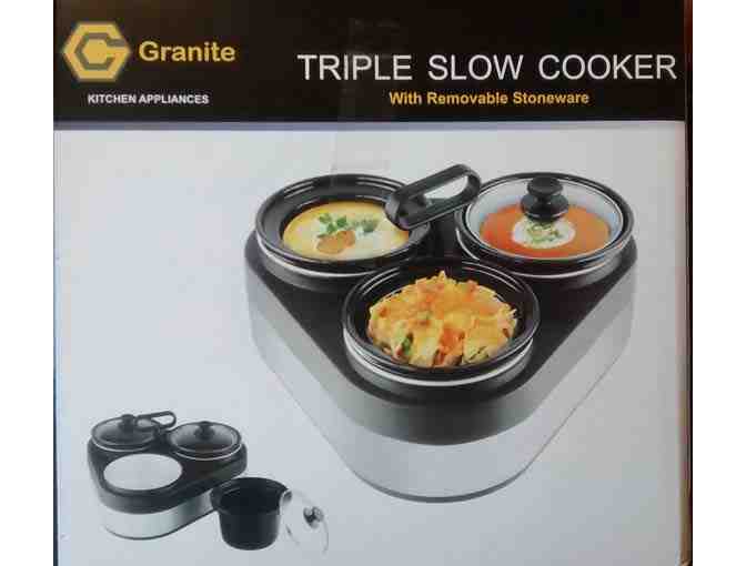Granite Triple Slow Cooker with Removeable Stoneware