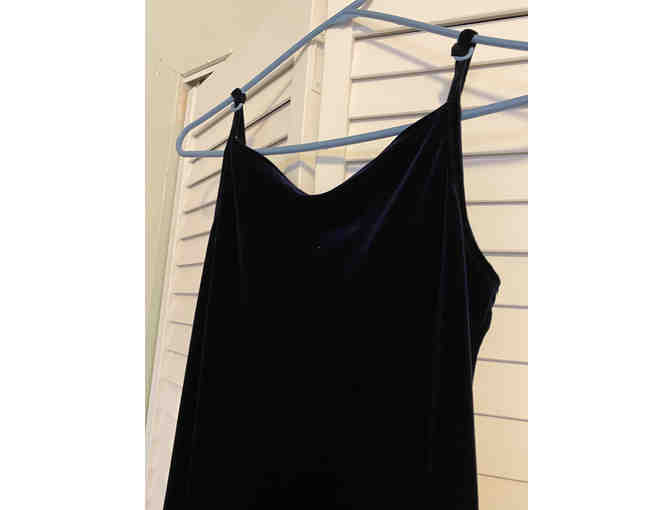 Dark Blue Strappy Velvet Dress - Size 9-10